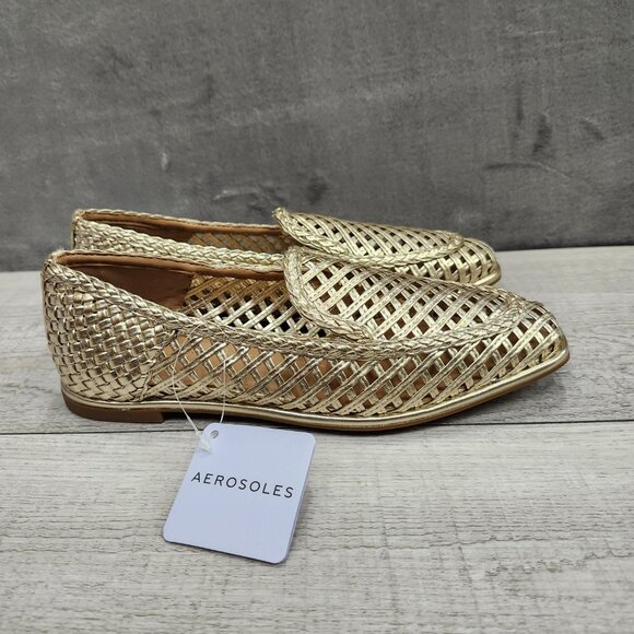 AEROSOLES Nagle Women 6.5 Metallic Woven Loafers Flat NIB - Picture 2 of 16